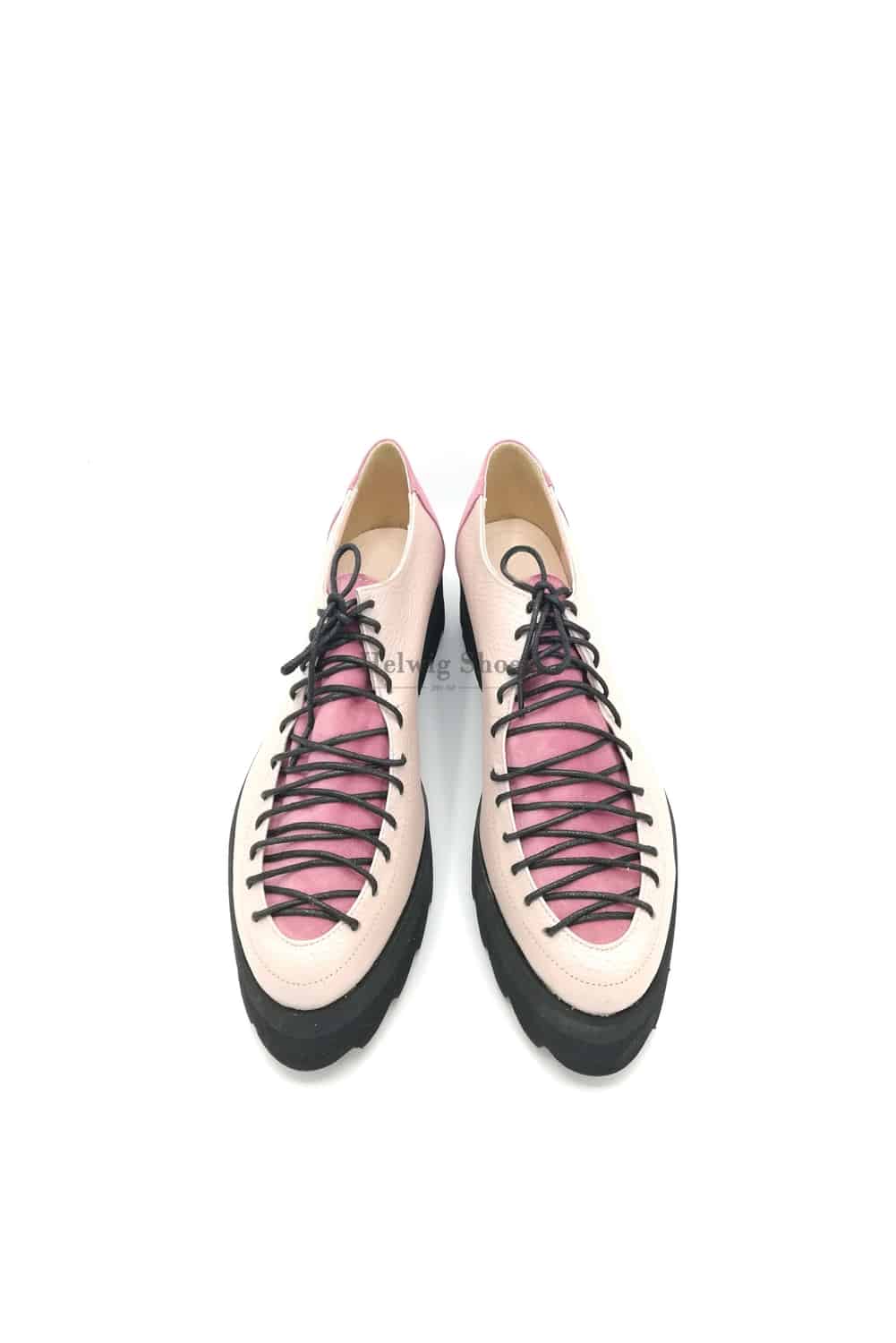 Mission article Passerby Pantofi roz prafuit din piele naturala cu sireturi