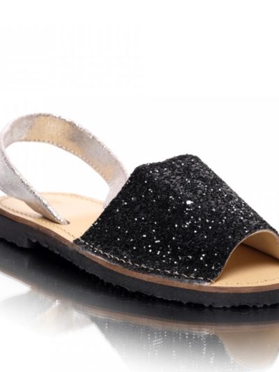Sandale din piele naturala glitter negru
